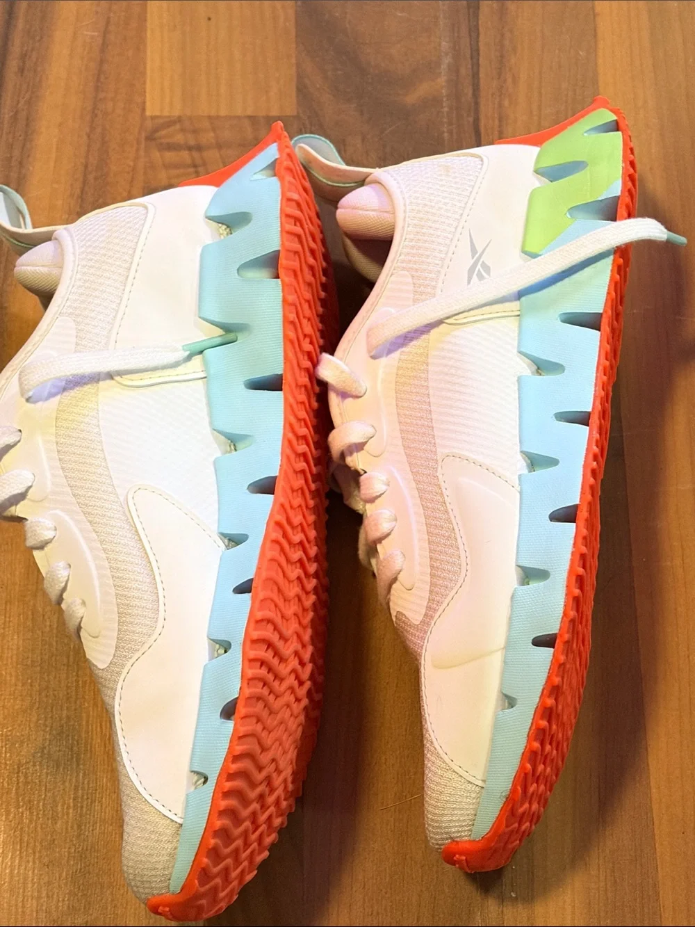 Reebok Kids White Sneakers with Teal and Orange Accents